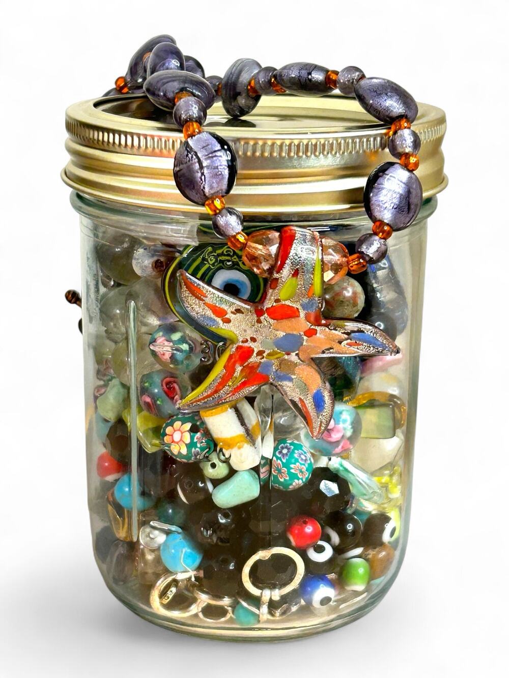 Loose Beads and Charms Mystery Jar Resin Glass Shell Unique Pieces for Crafting